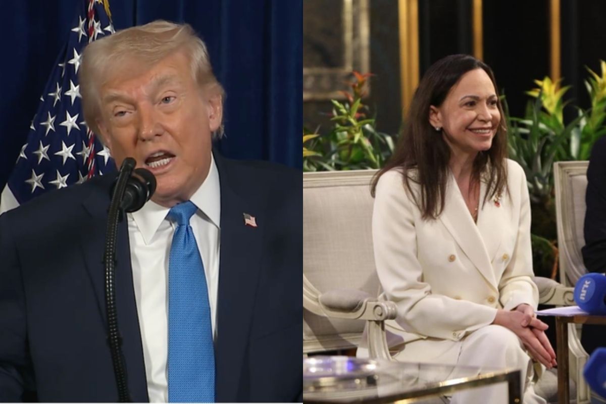 Trump e María Corina, opositora de Maduro, se encontram em Washington